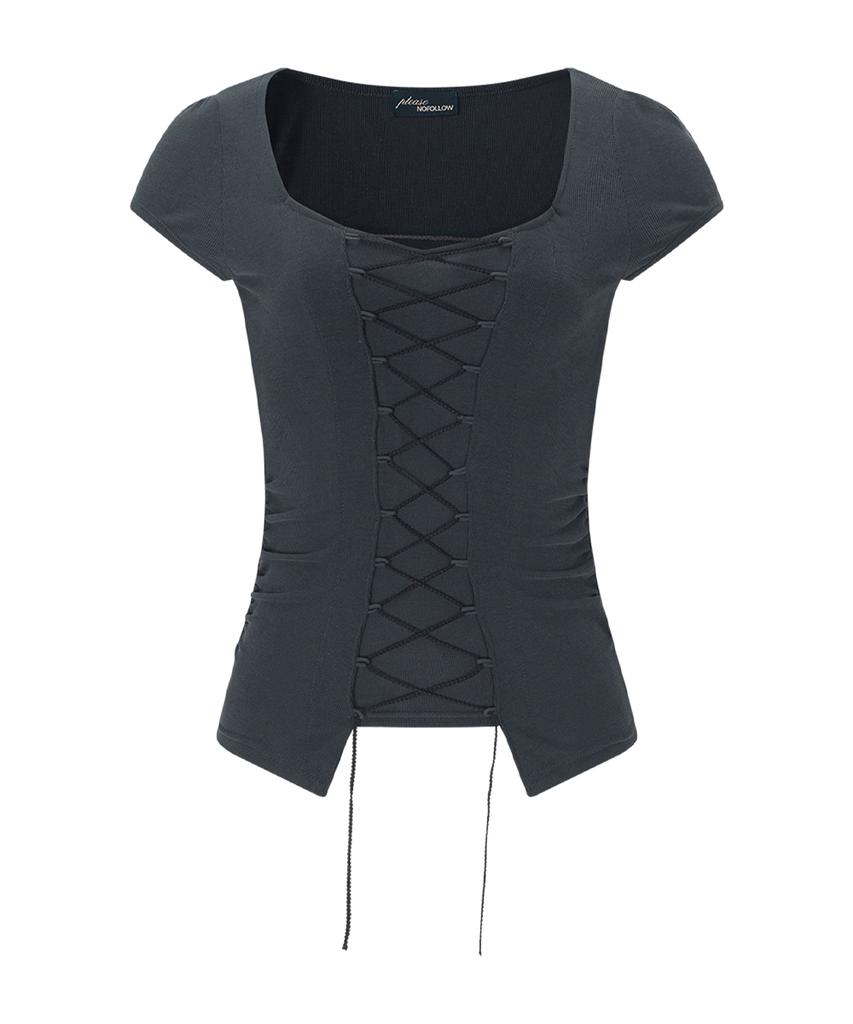 Peullijeunopallou Heren Corset Short Sleeve Top (Cool Charcoal)