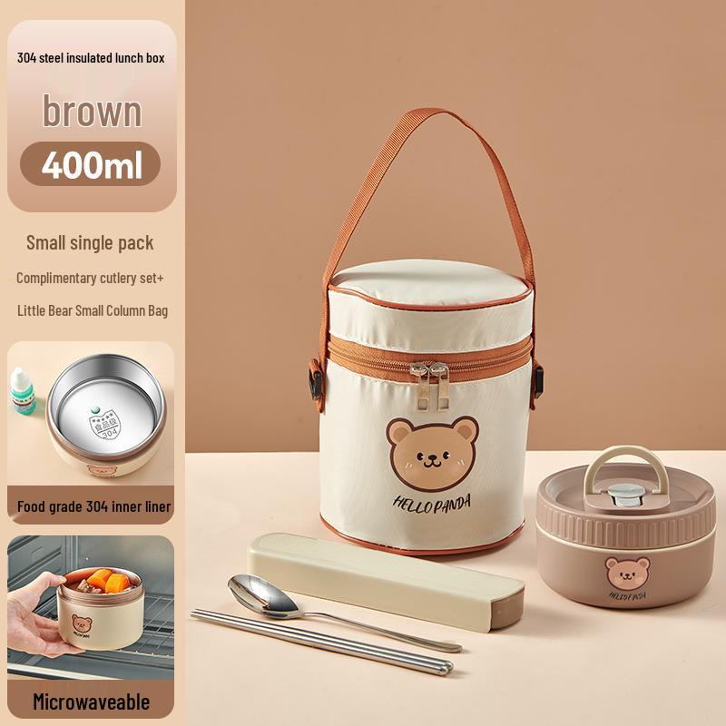Stainless Steel Insulated Lunch Box & Soup Bowl - Microwave Safe Cartoon Bento for Office Workers