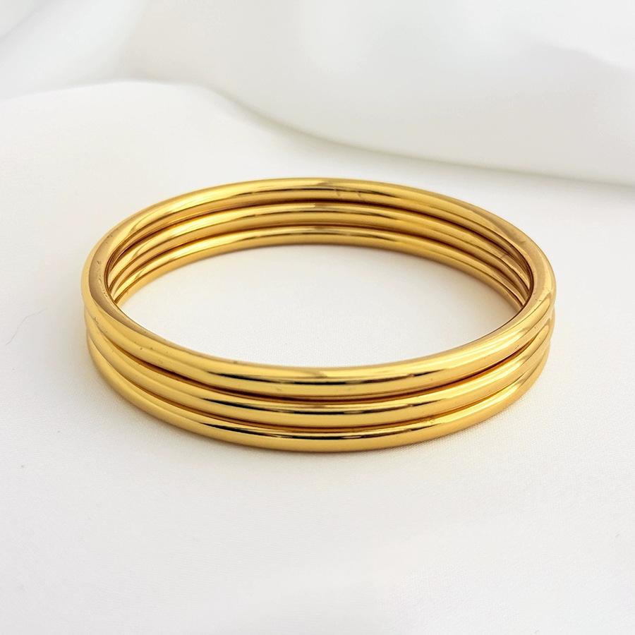 18k Gold Plated Multi-Layer Stackable Stainless Steel Square Twisted Bracelet Set - Elegant, Non-Fading, Fashionable Charms.