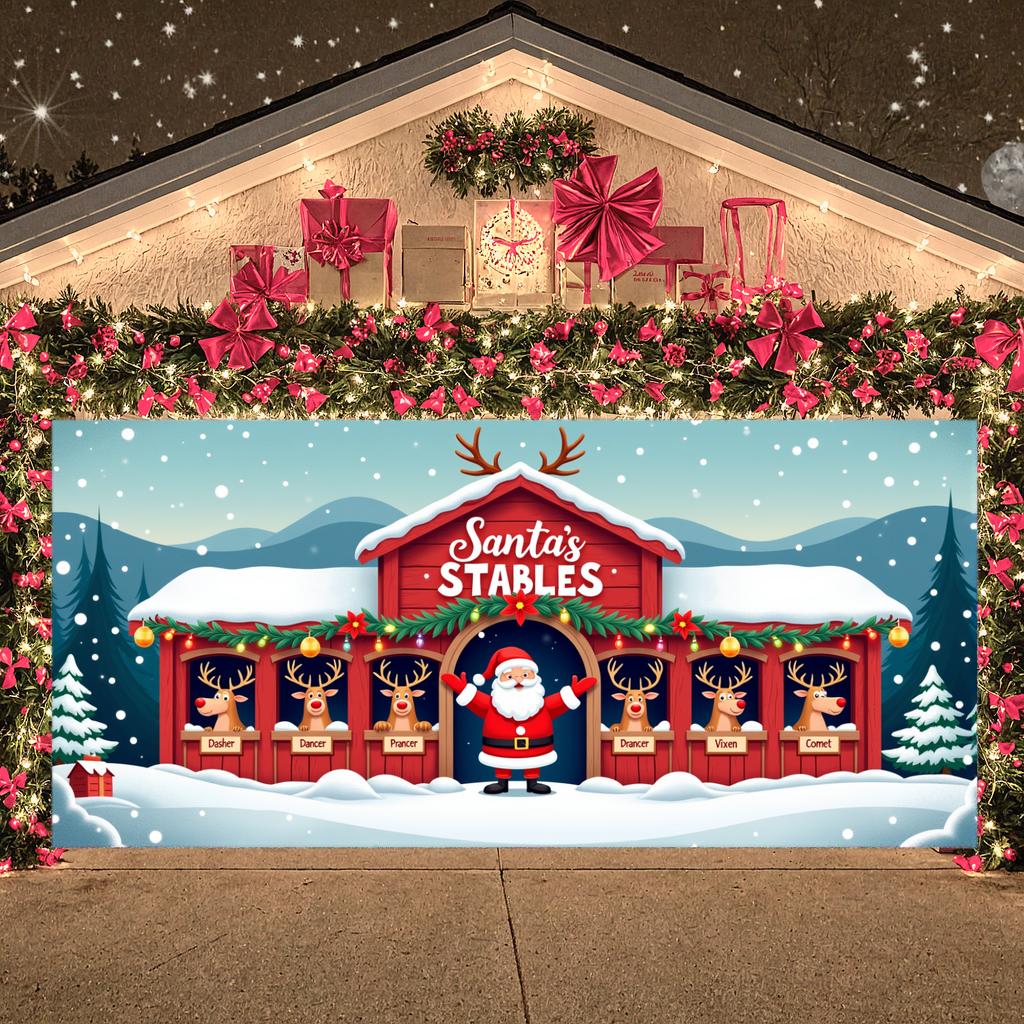 Weihnachtsdekoration Festliches Thema Feiertagsbanner Feiertagsdekoration Illustriertes Santa-Banner für Familienzusammenkunft Winter