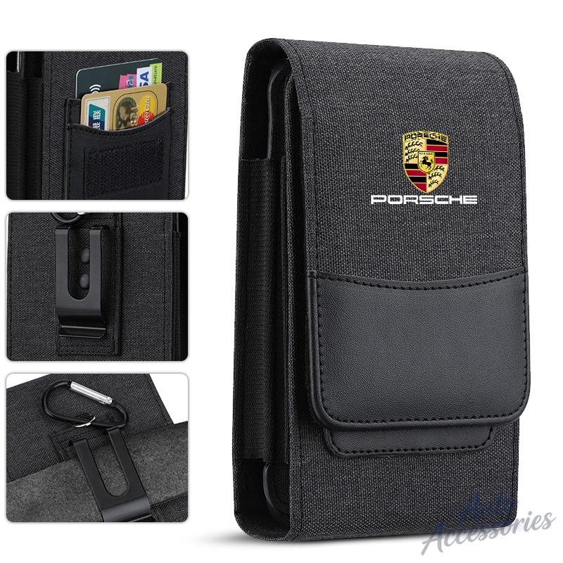 ABKF1 Vertical Cell Phone Belt Clip Holster Pouch Buckle Wallet Card Holder Case Cover For Porsche Cayenne 971 911 9YA Boxster Sticker