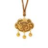 Vietnamese Sand Gold Ruyi Lock Necklace with Dragon & Phoenix Design