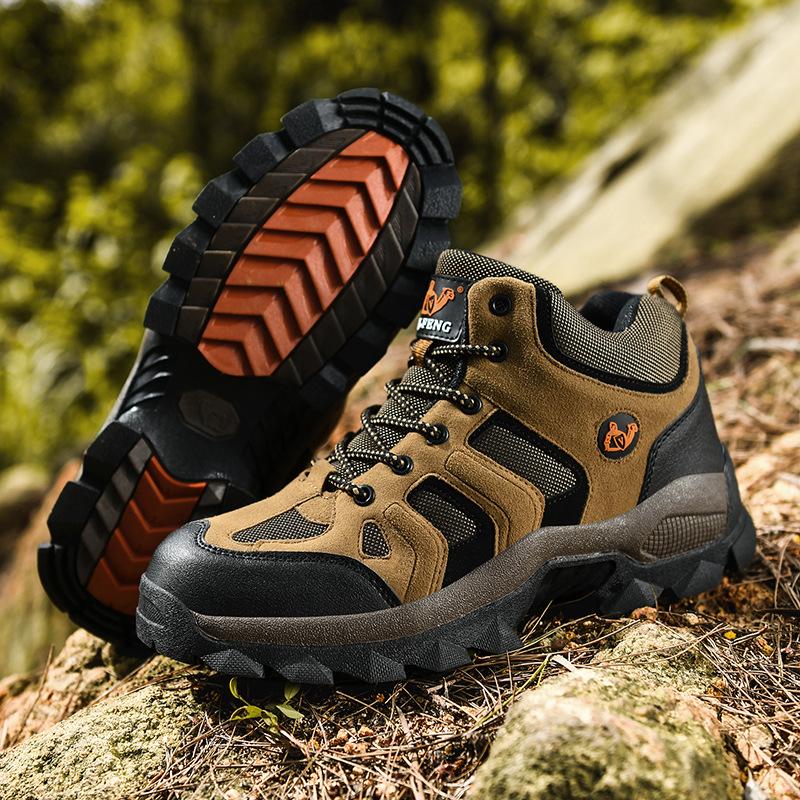 CHRLCK Large Size Climbing Shoes Men's High Top Outdoor Running Outdoor Travel Shoes Anti-slip Wear-resistant Warm Cotton Shoes