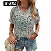 S-8XL Plus Size T-shirt for Women's Summer Short Sleeve Casual Tops Street Fashion V Neck T-Shirt Female Clothing Pullover