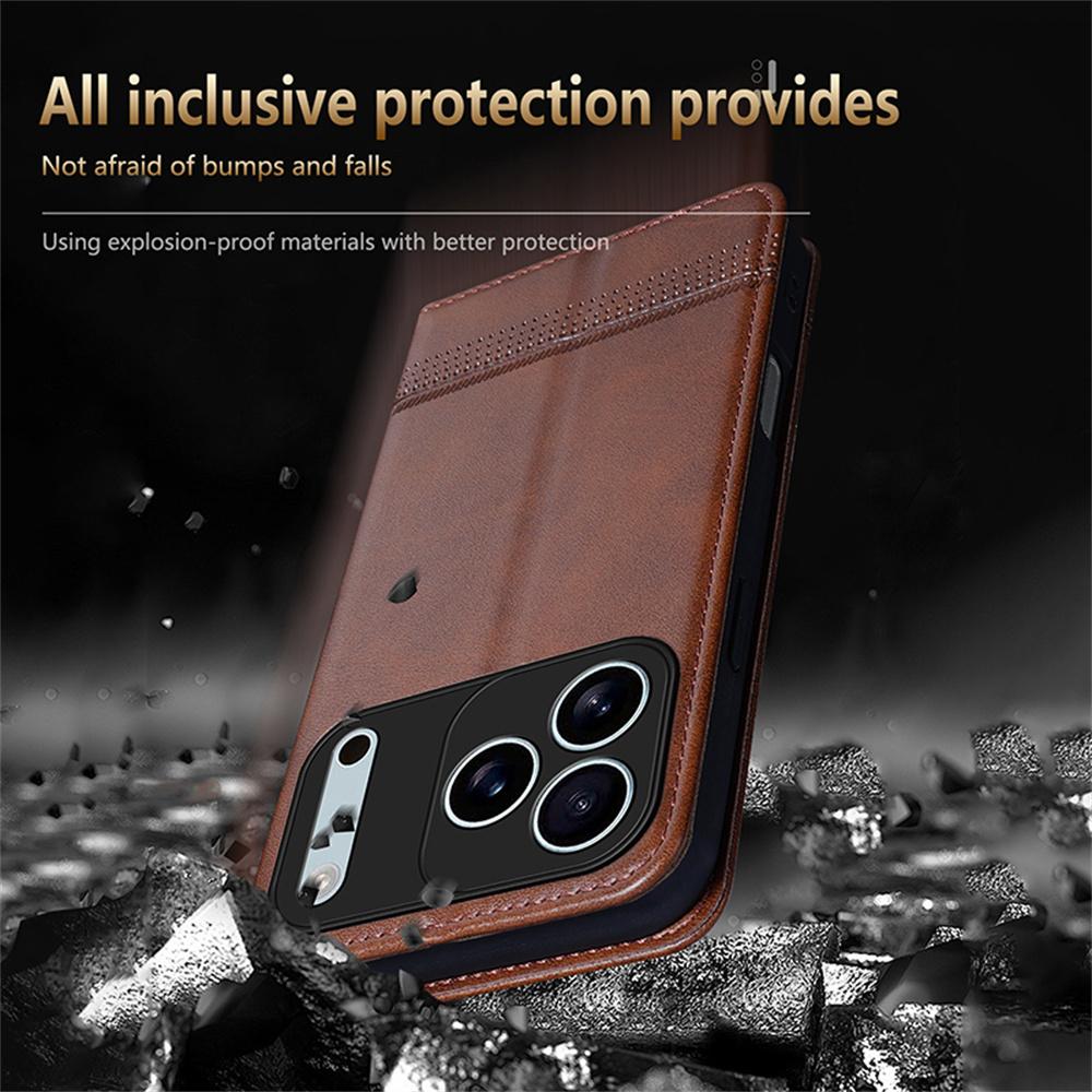 Magnetic Flip Leather Phone Case For iPhone 17 15 16 Pro Max Air 14 13 12 11 XR XS Max 7 8 Plus SE Wallet Slot Card Holder Cover