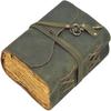 17.78 Cm Leather Diary Writing Notebook Unique Handmade Embossed Travel Diary and Formate with Key Rope Green