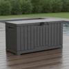 Resin Deck Box Rectangular Outdoor Storage Box Lockable Storage Container Hinged Lid Paneled for Garden, Poolside