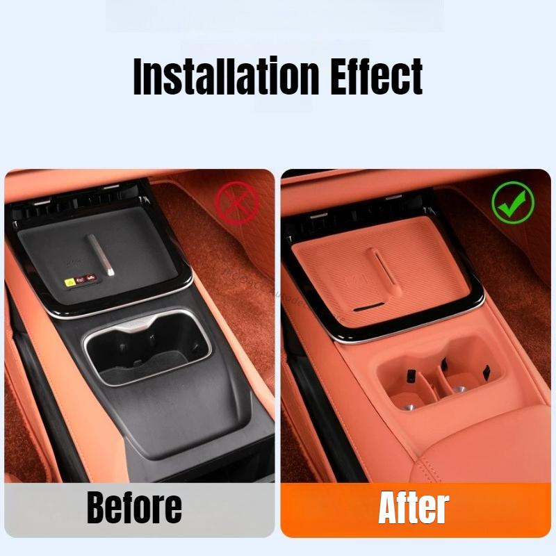 For Changan Deepal S05 2025 2026 Full Cover Silicone Car Cup Holder Storage Pad Anti-Slip Center Console Wireless Charging Pad