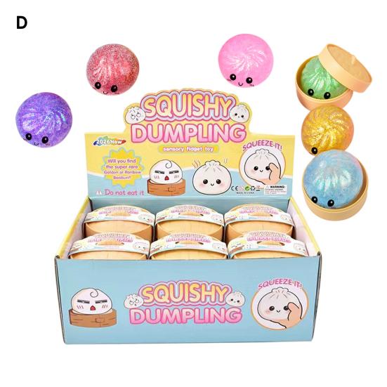 Decompression Toy 12Pcs Cartoon Expression Dumpling Squeeze Soft Stretchy Steamed Bun Fidget Simulation Dough Ball Desk Stress Relief