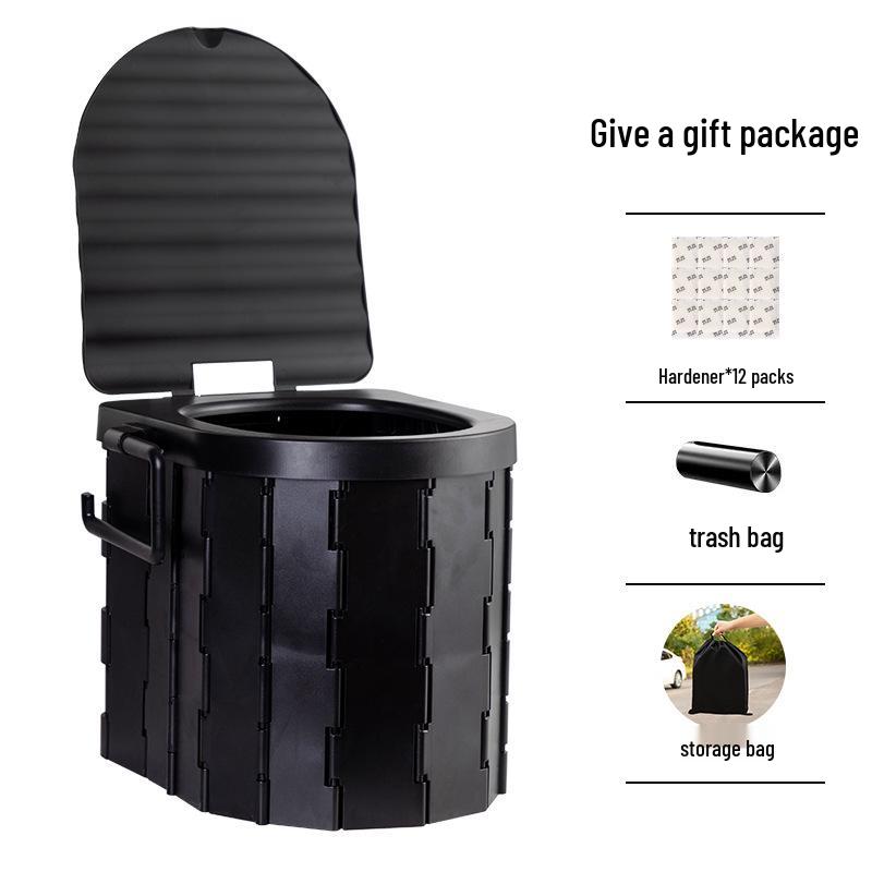 Portable Odor-Proof Folding Commode: Emergency Camping & Travel Car Toilet Solidifier
