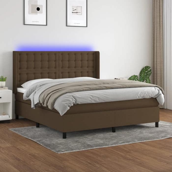 VidaXL Sommier à Lattes de Lit avec Matelas et LED, Lit Rembourré, Lit Double, Lit Adulte de Chambre à Coucher Intérieur, 3138648