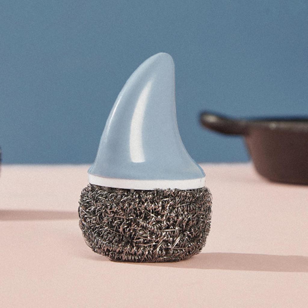 Cleaning Ball Brush Pot with Handle for Washing , Blue, 12cmx6cm