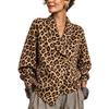 Women's Leopard Print Button Front Cardigan with Collared Neckline for Casual Wear