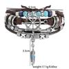 Vintage Cowhide Jewelry, New Turquoise Multi-layer Leather Bracelet, Genuine Leather Feather Bracelet.