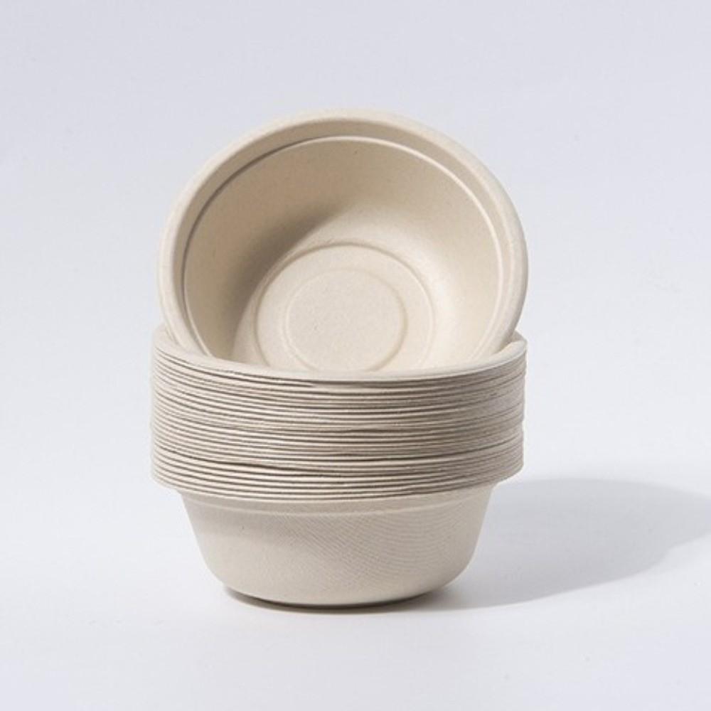 50Pcs Disposable Biodegradable Bowls Paper Pulp Bowl  for Noodles Soup Rice and Takeaway Meals