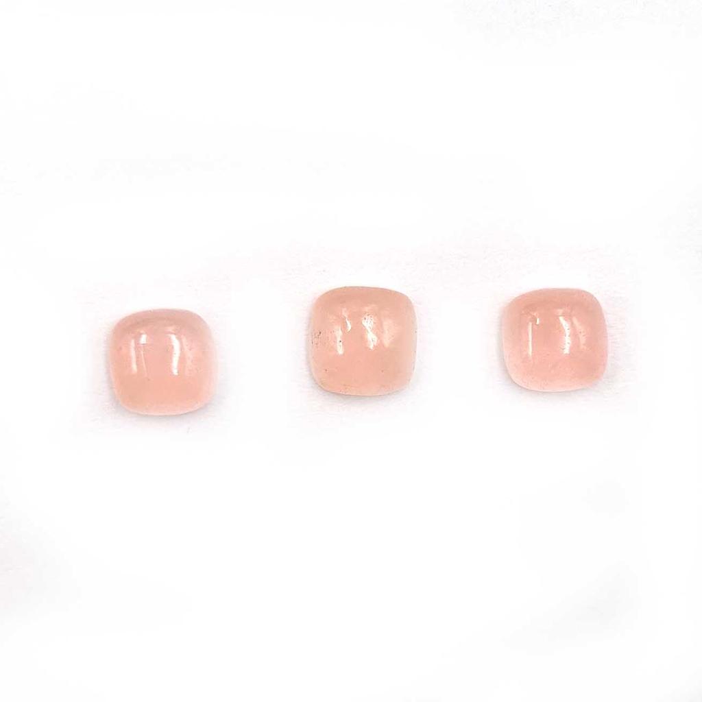 Dyed Pink Jade Square Cushion Cabochon Loose Gemstone Lot 3 Pcs 7 MM 5 CT For Jewelry Making