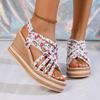 Wedge heel slippers women's new large size 45 hemp rope bottom thick bottom one-word women's slippers