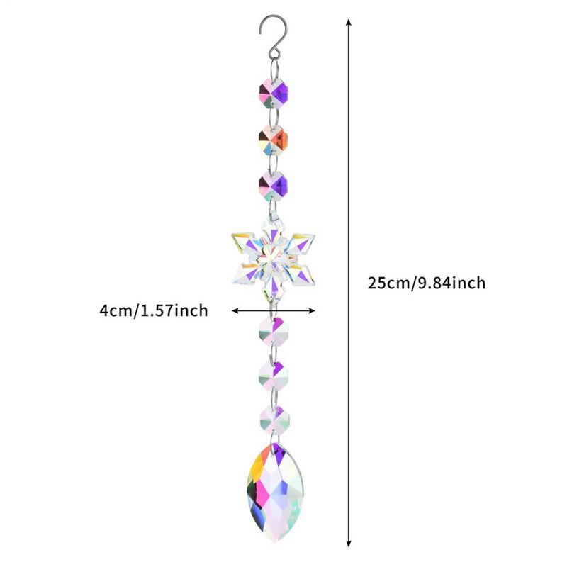 Crystal Snowflake Decoration 6Pieces Acrylic Snowflake Christmas Ornaments Rainbow Car Pendants Winter Clear Icicle Drop For