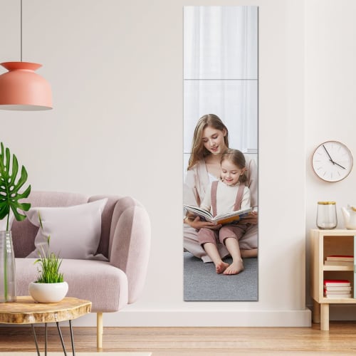 Full-length Mirror, Shatterproof, Stick-on Acrylic Mirror, Suitable for Bathrooms, Entryways, Living Rooms, and Closets. No Drilling Required. Conveni