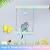Double Layer Wood Standing Stick Colorful Cotton Rope Bird Cage Swing  Training Perch