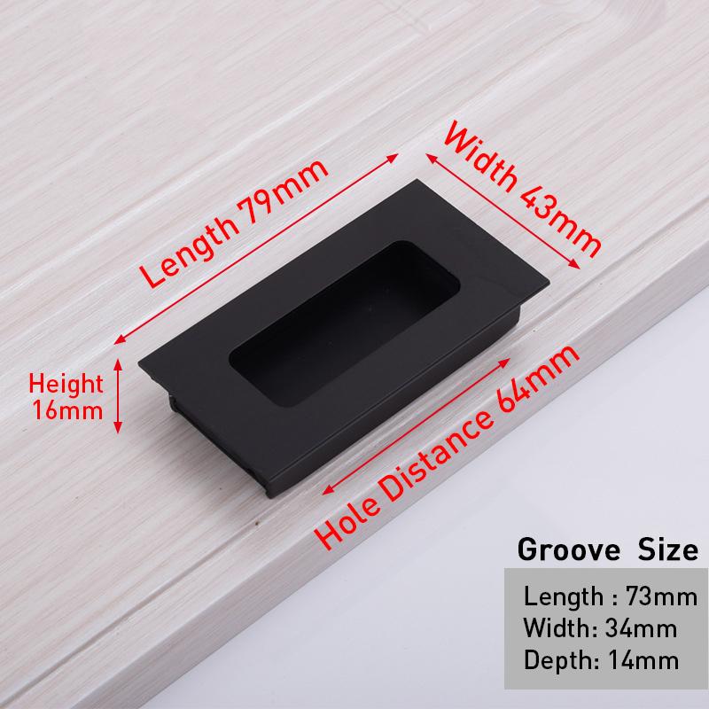 

KAK Zinc Alloy Modern Embed Knobs Kitchen Cabinet Cupboard Door Drawer Hidden Handles Wardrobe Hidden Pulls Furniture Hardwre