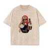 Fashion Russian Style Babushka Doll Print T-shirt Vintage Washed Casual Loose Short Sleeve Streetwear Tops