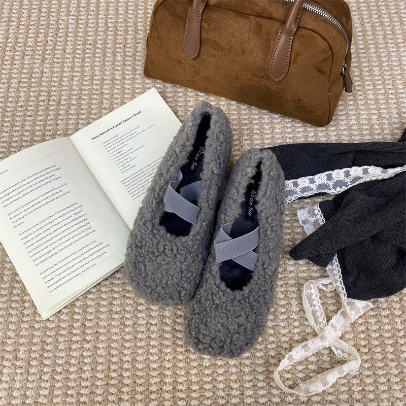 In the Winter Korean Version, the Height Is Increased. Mary Jane Woolen Fabric, Autumn Wool Shoes Feel Fleece, Single Shoes, Women's Shoes, French Sho