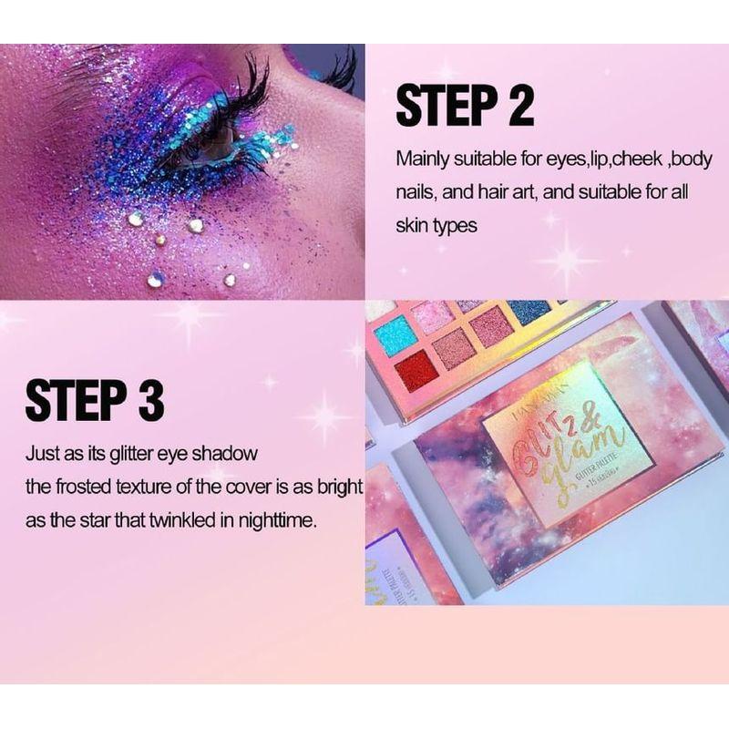 HANDAIYAN - Lidschattenpalette mit Glitzer-Pailletten