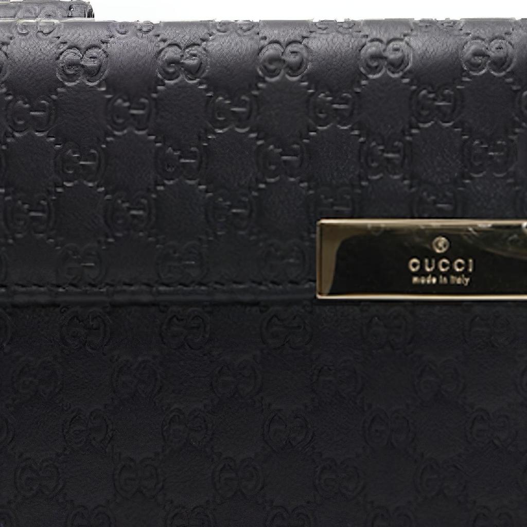 Gucci GG Embossed Leather Long Bifold Wallet In Black For Unisex Daily Use