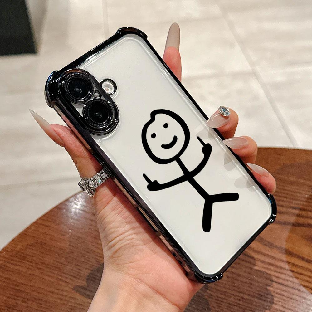Stickman Case For Samsung Galaxy A57 A37 A07 A17 A56 5G A55 A54 A52 A36 A34 33 A73 A26 A25 A16 A06 Middle Finger Man Phone Cover