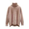 Women Knitting Sweater Turtleneck Long Tops Side Sleeve Thickened Knitting Split Hem Imitation Mink Pullover Sweater