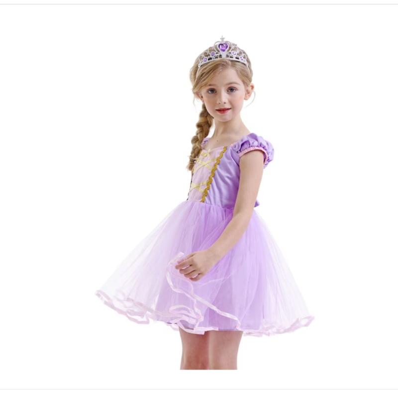 Rapunzel Princess Costume, Carnival Cosplay Dress with 2 Accessories, Cotton/Polyester, Purple, 120cm, Ages 5-6 Years