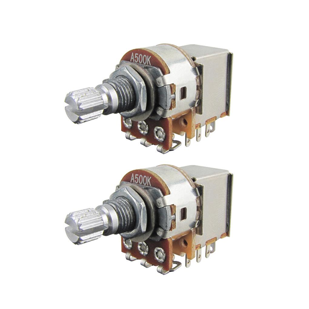 FLEOR 2PCS Push Pull Potentiometers Short Shaft Guitar Pots 500K /250K for Electric Guitar Bass