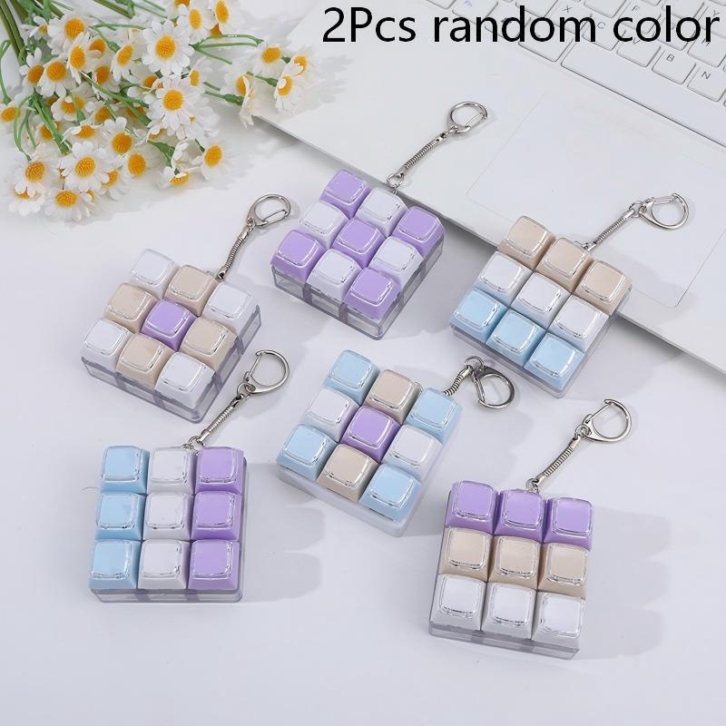 9 Keys Mechanical Keyboard Keychain Cute Creative Stress Relief Toy Key Pendant Bag Hanging Decoration For Adults Kids Gift