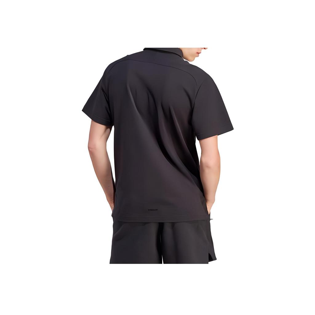 Adidas Solid Color Pullover Straight-Cut Short Sleeve Polo Shirt Men Tops Black IA3124