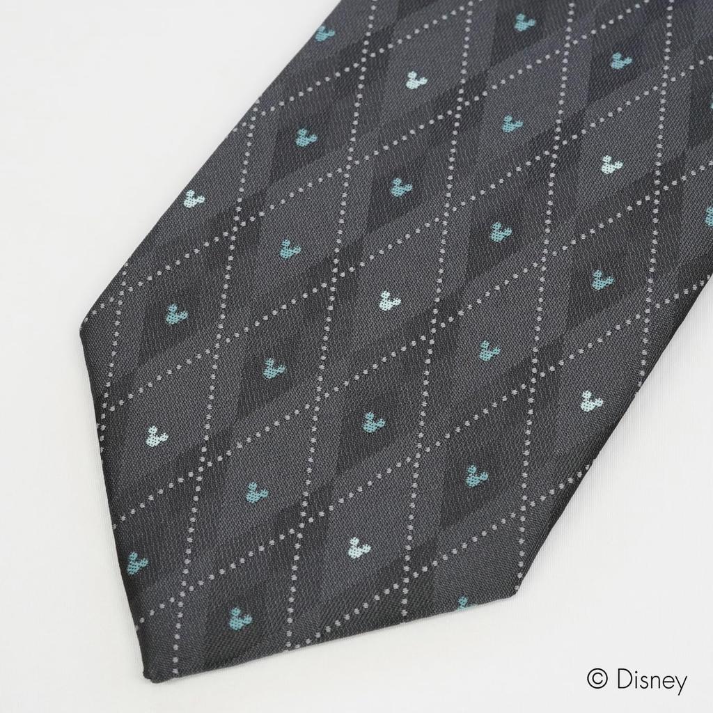 Disney Mitsumaru Silhouette Argyle Pattern Tie D50035 One Size Fits Perfect for Business or Casual Perfect as a Gift Gray, Most, Wear,