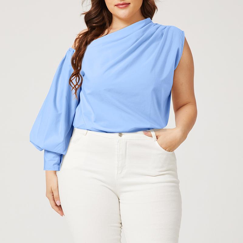 

Женские блузки с длинными рукавами, лето-весна, однотонные, с открытыми плечами, элегантные OL FZH