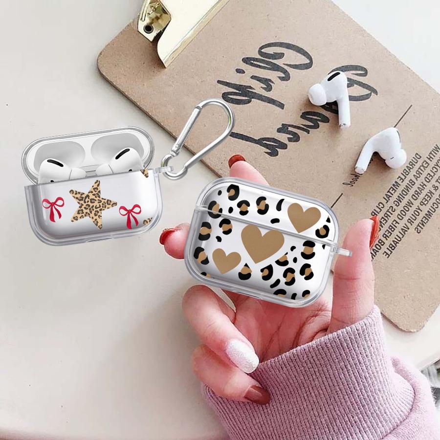 Case For Airpods 2 Pro 3 Pro2 4 1 Pro3 Clear Earphone Cases Cover Leopard Love Star