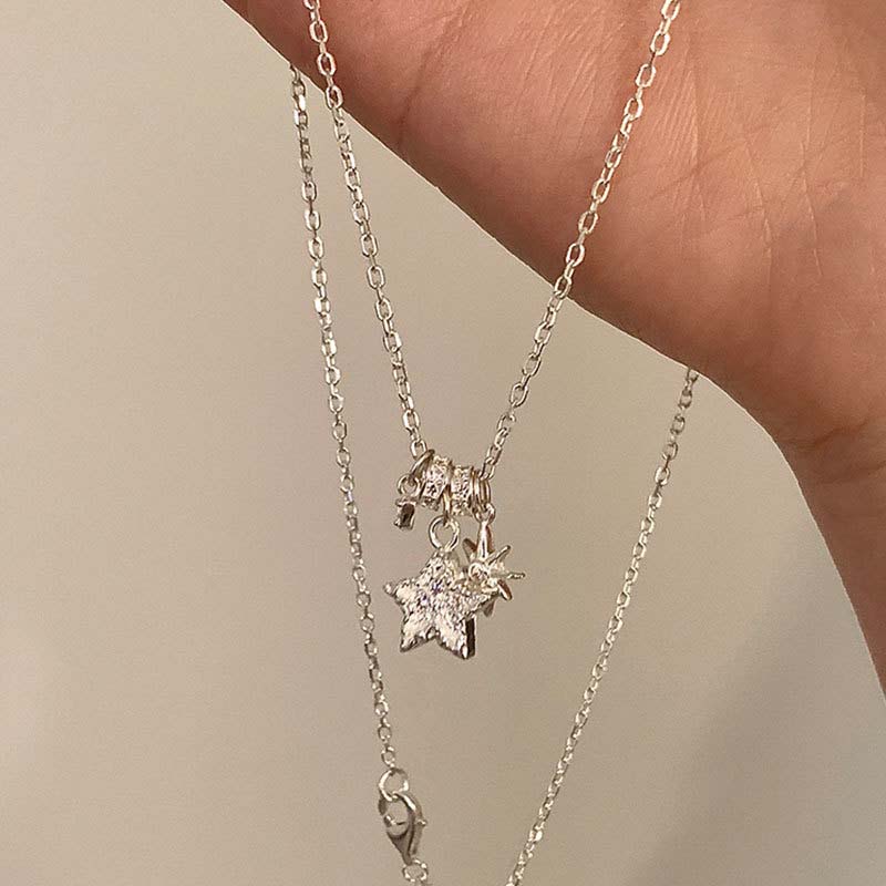 Fashion Silver Color Star Pendant Necklace for Women Personality Charm Circle Zircon Necklace Birthday Party Jewelry Gifts
