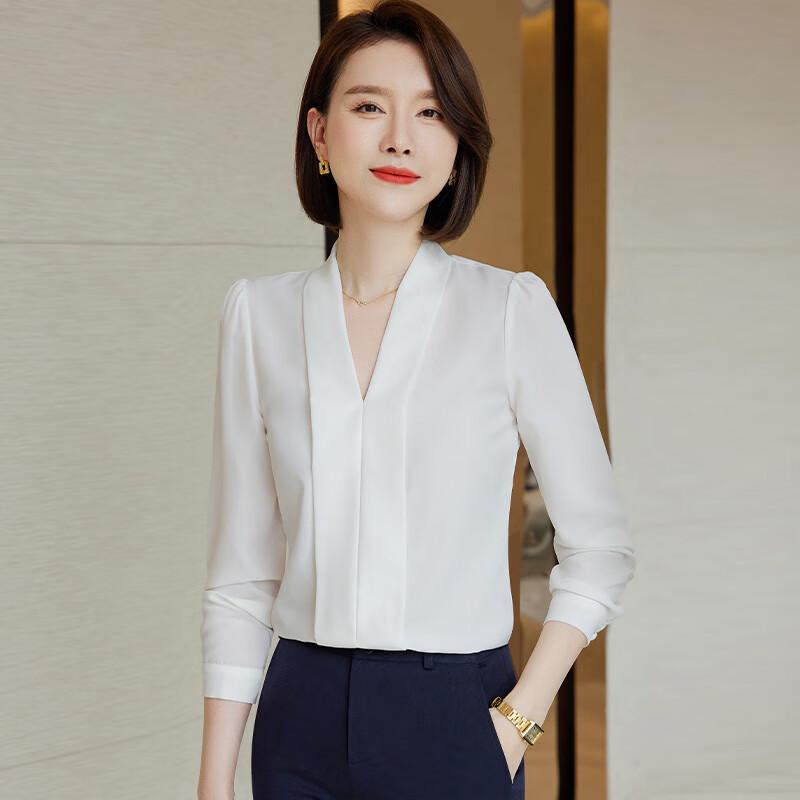 Women's V-neck Long Sleeve Professional Blouse