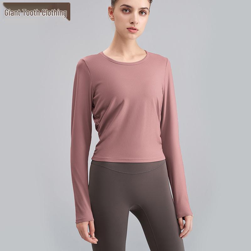 Women's Quick-Dry Long-Sleeve Slimming T-Shirt for Running, Yoga & Outdoor Activities.