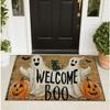 Halloween Ghost Bat Pumpkin Cartoon Welcome Doormat Carpet Rug Washable Home Decor for Outdoor Front Door Kitchen Garden