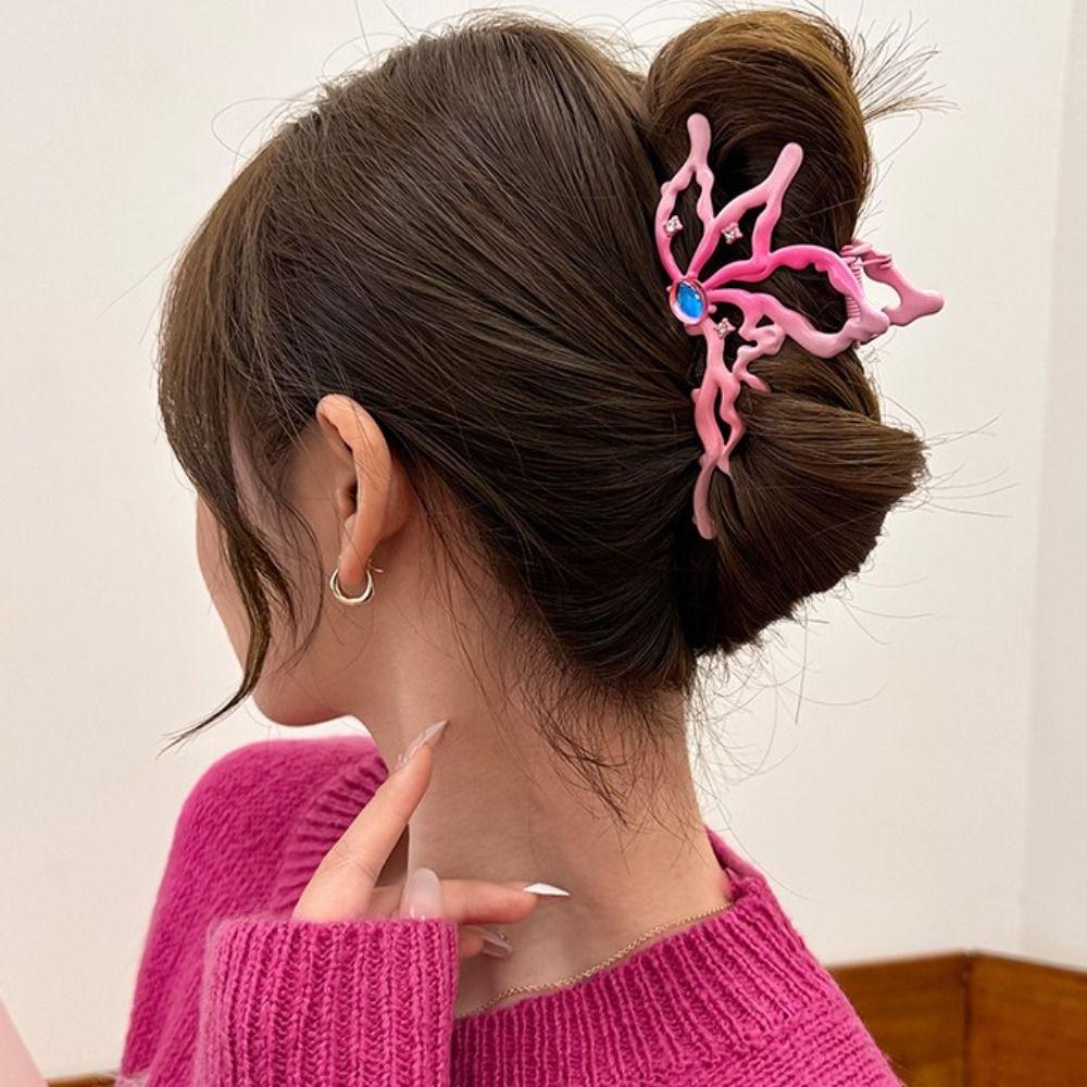 

Exquisite Butterfly Hair Claw Clip Headwear Crystal Claw Clip Punk Gradient Color Hair Clamp Gift