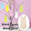 24pcs/set Painting Toy Easter Rabbit Craft DIY Color Blank Bunny Wood Slices  Hanging Ornament