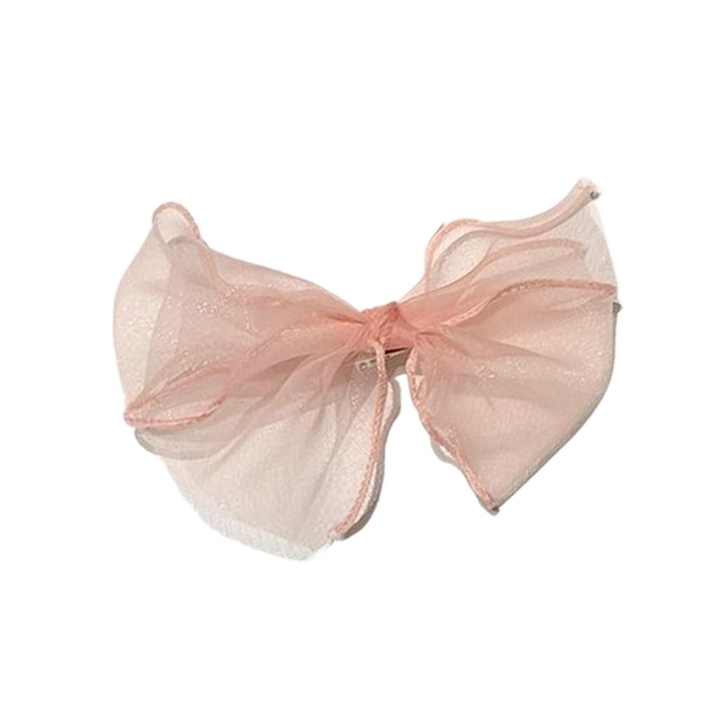 Sweet Ribbon Bowknot Hair Clip for Women Girls Handmade Bow Hairpin Hair Barrettes Mesh Yarn Headwear Hair Accessories