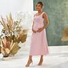 New European and American Summer Elegant Women's Clothing Sleeveless Ribbed Knitted Maternity Dress Long Dress Women