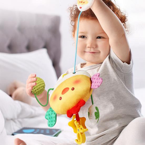 Hračka na autosedačku Baby krab tahací hračka Měkká látková aktivní hračka Klip na hračku na kočárek Dárek pro kojence pro smyslový rozvoj