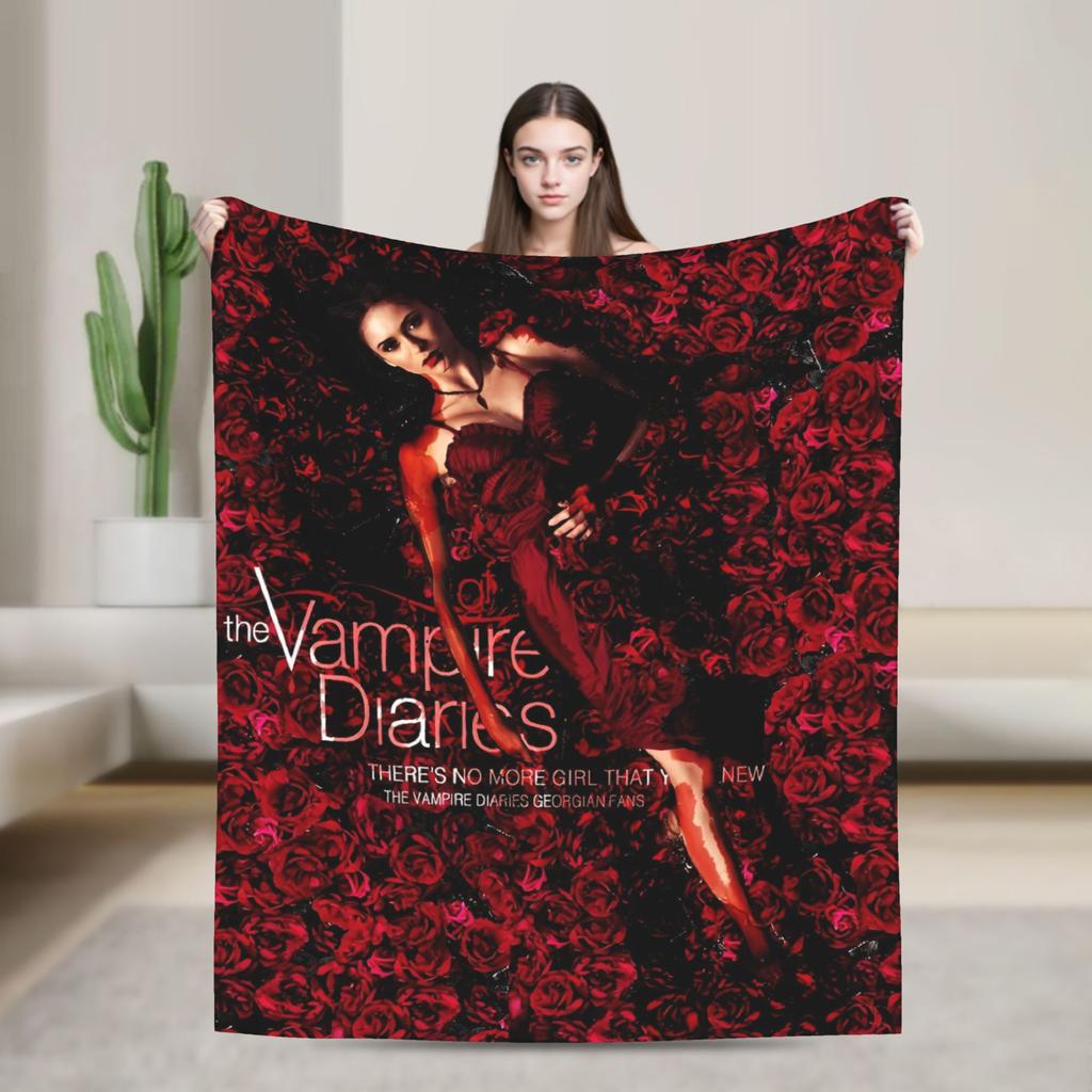 V-Vampire Diaries  Blanket Quality Warm Soft  Throw Blanket Winter Kids Adult Couch Chair Sofa Bed Funny Bedspread