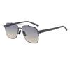 New retro double beam metal frame sunglasses for men and women outdoor versatile photosensitive discoloration trendy cool sunscreen sunglasses