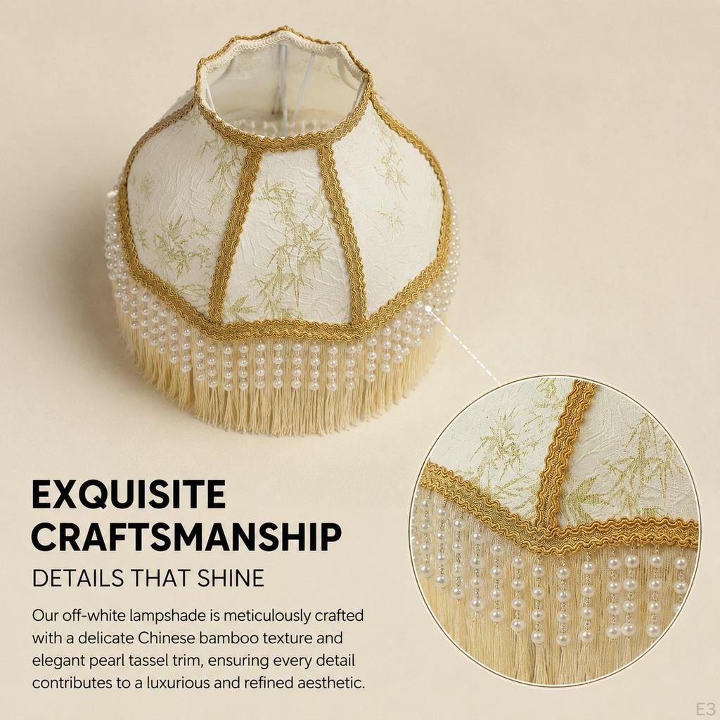 Bell Shape Scallop Lamp Shade Lampshade Handmade with Tassels Beads for Office Table Hotel Home